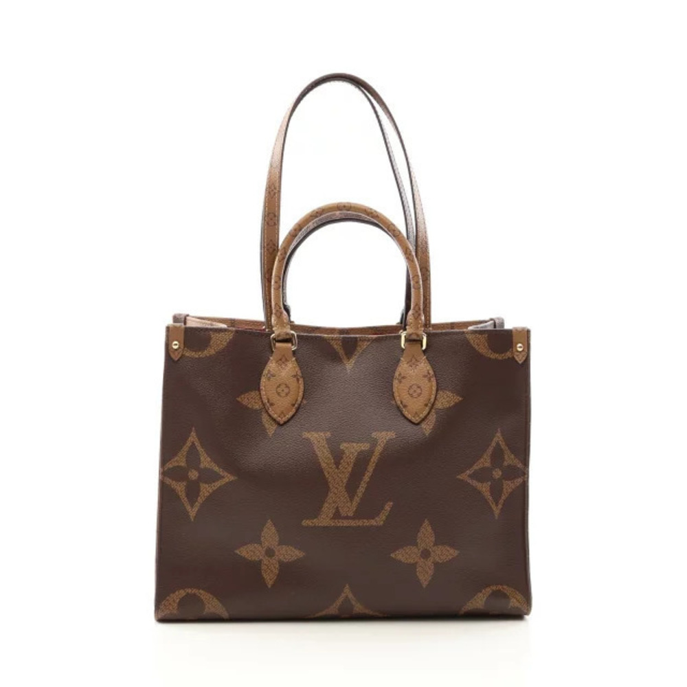 Louis Vuitton On The Go Tote Bag Canvas Monogram Giant Reverse Brown Beige Cream